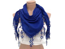 Blue Scarf, Cotton Scarf, Handmade Scarf, Turkish Scarf, Knitted Scarf, Winter S