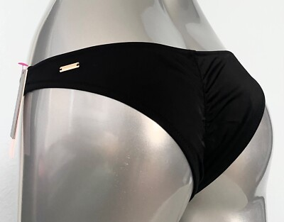 #ad Victorias Secret Nwt VS Solid Black Ruched Back Sexy Itsy Swim Bikini Bottom $24.99