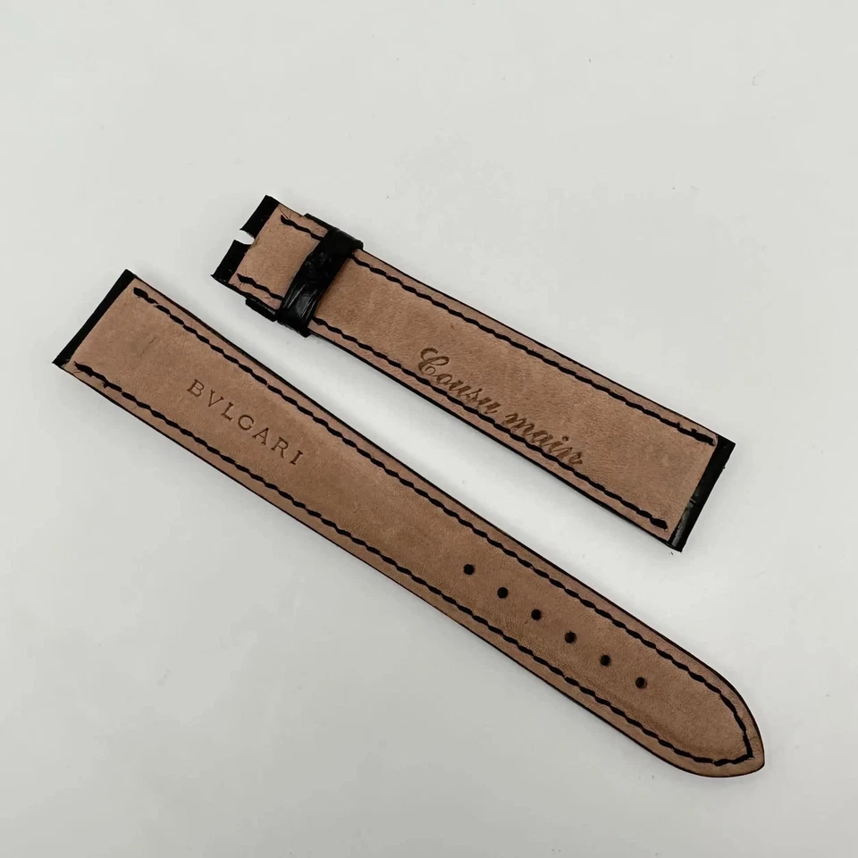 Correa de cuero de cocodrilo negro brillante Bvlgari 19 mm X 16 mm  Foto 2 de 2