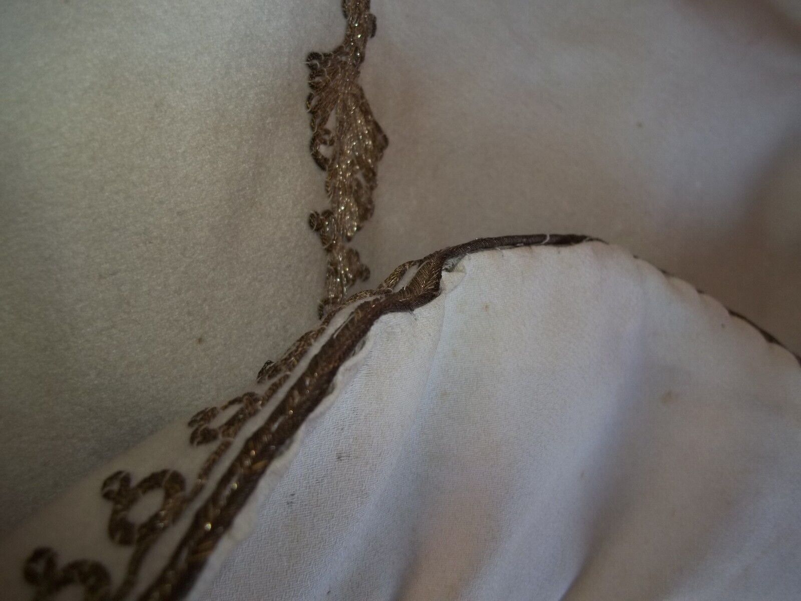Antique Victorian Ivory Wool Felt  Cape Metallic … - image 15
