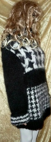 PULLOVER MOHAIR LANGHAAR HANDARBEIT JACQUARD Muster Gr 42 XL HAND KNITTED JUMPER - Picture 10 of 11