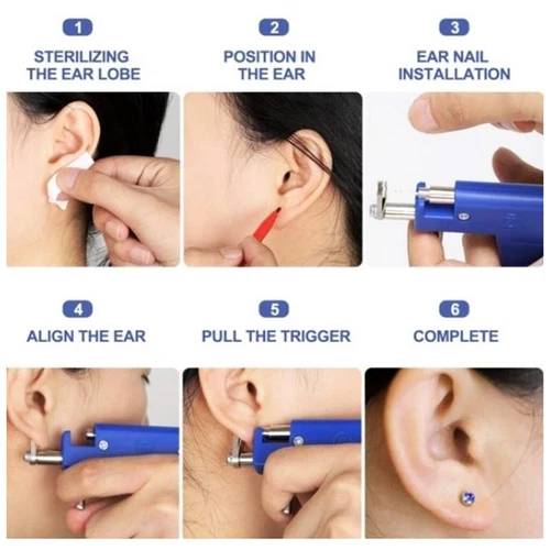 Neu Ohr Piercing Gun Ohrloch Pistole Nase Nabel Körper Pierce mit 98 Ohrstecker - Bild 5 von 9