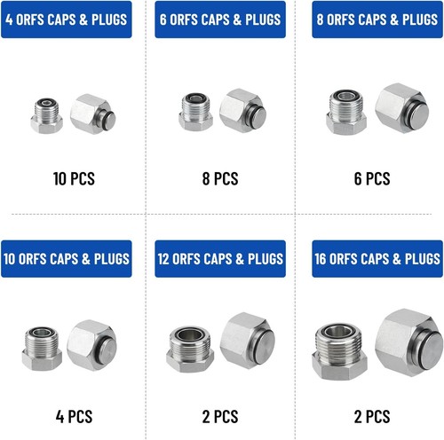 64PCS/128PCS JIC ORFS Cap and Plug Kit Master Industrial Hydraulic Hose Fitting - Picture 19 of 22