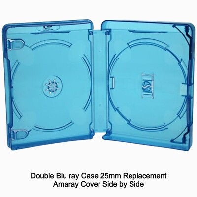 Doppel 2-Wege Blu Ray Case 25mm Wirbelsäule Ersatz Amaray Abdeckung Seite an Seite SET