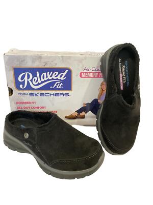 Skechers Women's Easy Going-Latte-Twin Gore Slip-on Open Back Mule, Black, 7