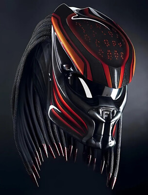 Motorcycle Helmet Had-Painted Custom Predator Orange Lava S to 2XL Size