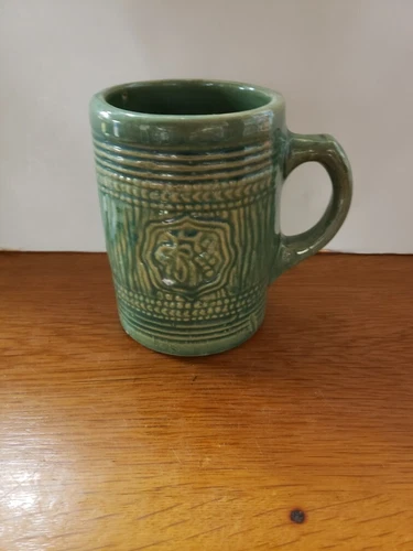 1920's McCoy Green Stoneware Barrel Mug