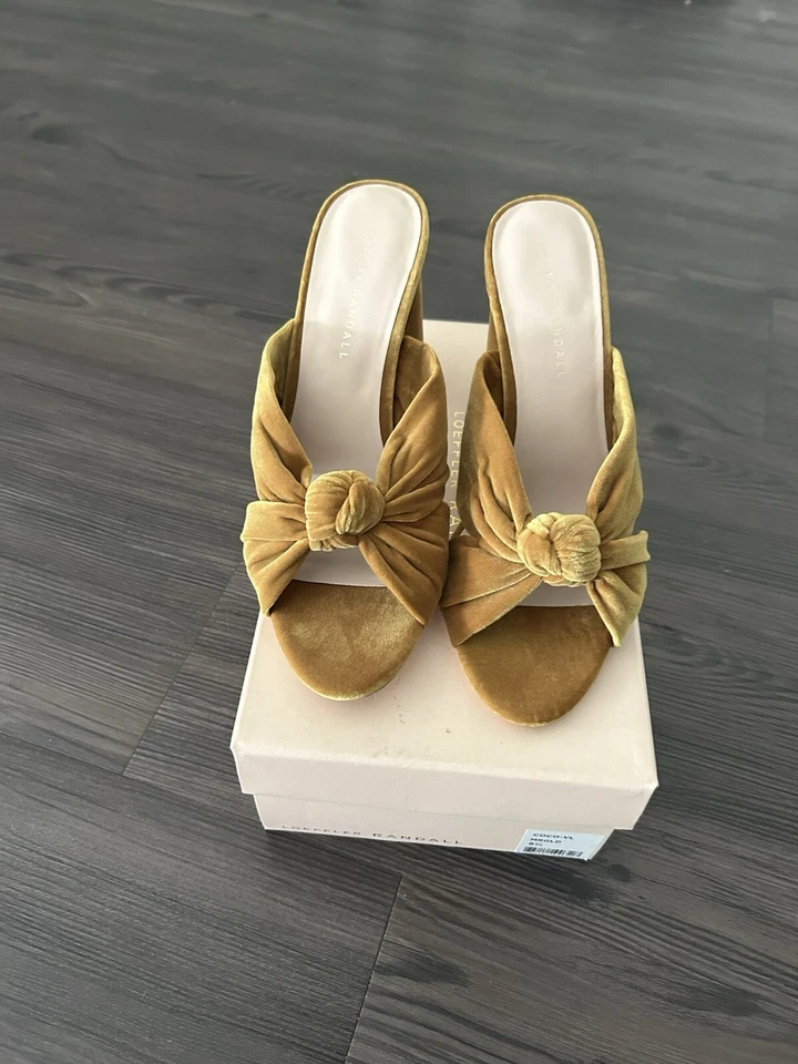 Loeffler Randall Coco 结饰天鹅绒拖鞋凉鞋女式美国 8.5 码 — 第 2/4 张图片