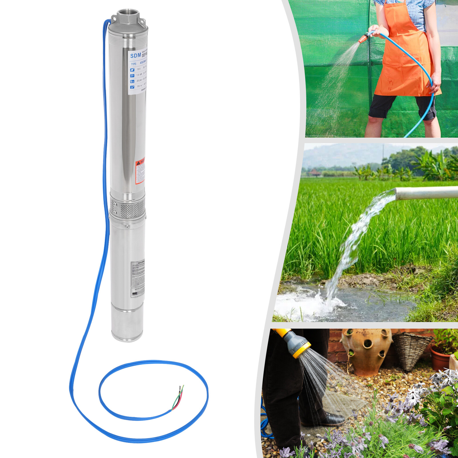 1.5KW Submersible Pump, Deep Well Pump, Deep Well Pump For Farm Irrigation