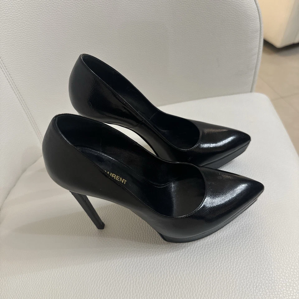 Bombas de plataforma Saint Laurent Patent Janis Flash 105 36,5 Porcellana Nero - Nuevas en caja Foto 4 de 4