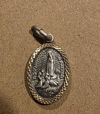 Our Lady of Fatima Medal Terra de Fatima Soil Reliquary Miracle of the Sun Charm