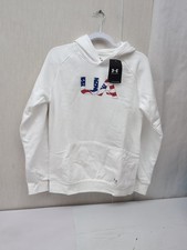 Under Armour White Freedom Hoodie Sweatshirt Boys Size XL AM28