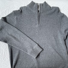 Eddie Bauer Men's TXL Gray Knit 1/4 Zip Mock Neck Long Sleeve Pullover Sweater