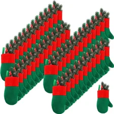50 Pcs Mini Christmas Stockings Bulk 7 Inch Christmas Mitten Stocking Decorat...