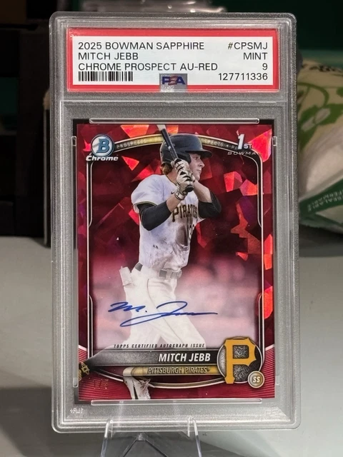 2025 Bowman Sapphire - #CPSMJ Mitch Jebb 1st Sapphire Autograph /5 PSA 9 RED 🔥