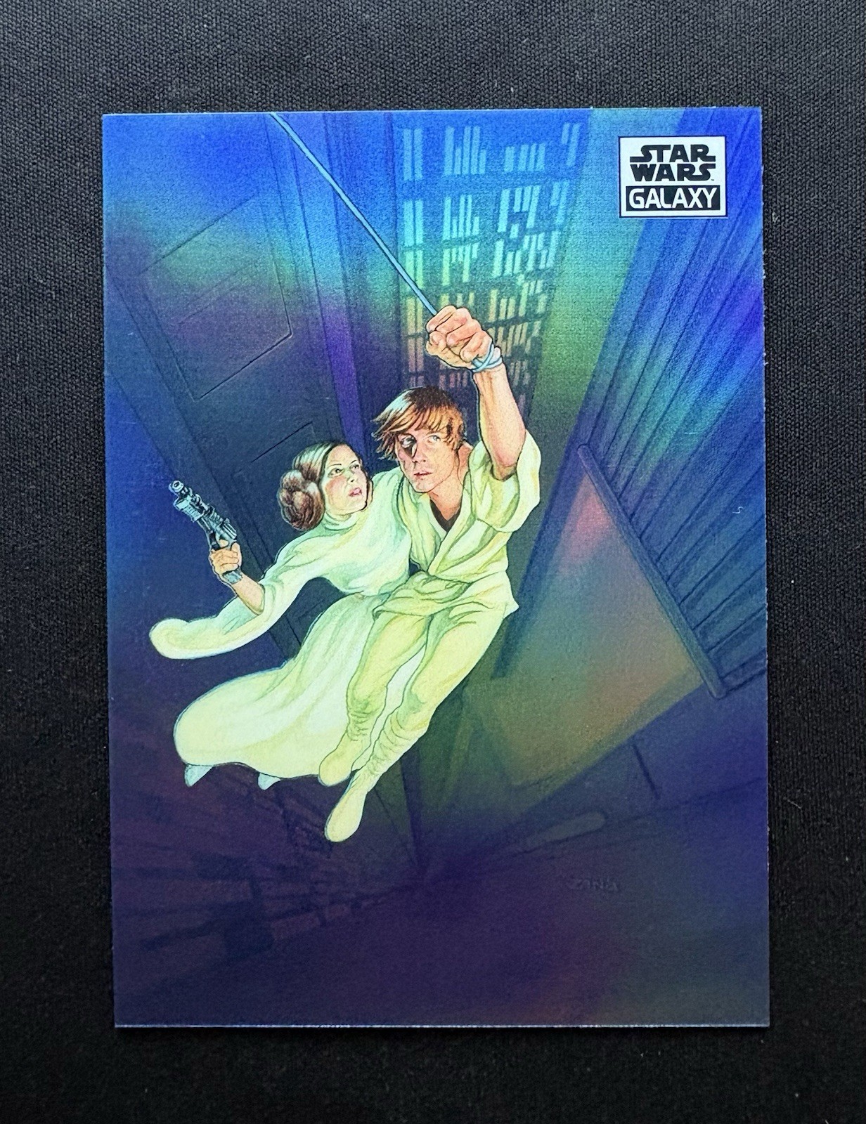 2021 Topps Star Wars Chrome Galaxy Refractor Leap Of Faith #28 - Luke and Leia