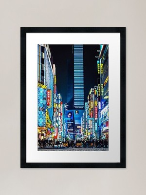 Tokyo by night neon phone case Fram Framed Wall Art Poster Canvas Print Picture