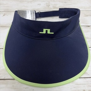 J.Lindeberg Women Alba Big Visor Golf Hat Navy Blue Yellow Trim Adjustable