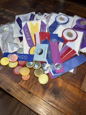 Huge Lot Vintage AKC Dog Show Ribbons Etc