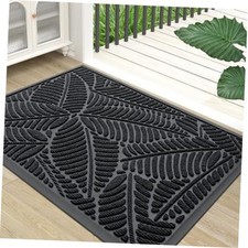 Waterproof Front Doormat, Sturdy Natural Rubber 29.5" X 17" Rectangular Black