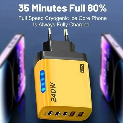 240W GaN USB C Ladegerät 5 in 1 Schnellladung Telefon Ladegerät Netzteil für iPh