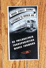 1938 PRT PHILADELPHIA RAPID TRANSPORTATION SUBWAY MAP BROAD ST EXTENTION PA
