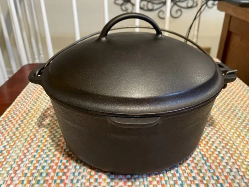 Wagner Unmarked Vintage 5 Qt Cast Iron Dutch Oven & Sawtooth Basting Lid Restore