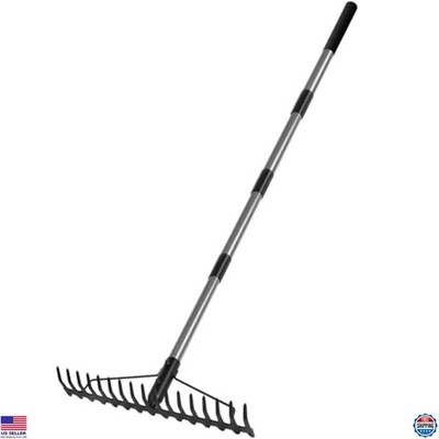 5.4FT Heavy Duty Garden Rake with Stainless Steel Handle & 17 Steel Tines