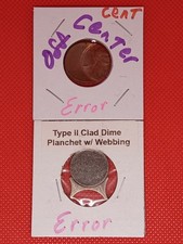 2 Mint Error Coins 🪙 ! Off Center Cent, Dime Planchet + Webbing! Rare! Z4