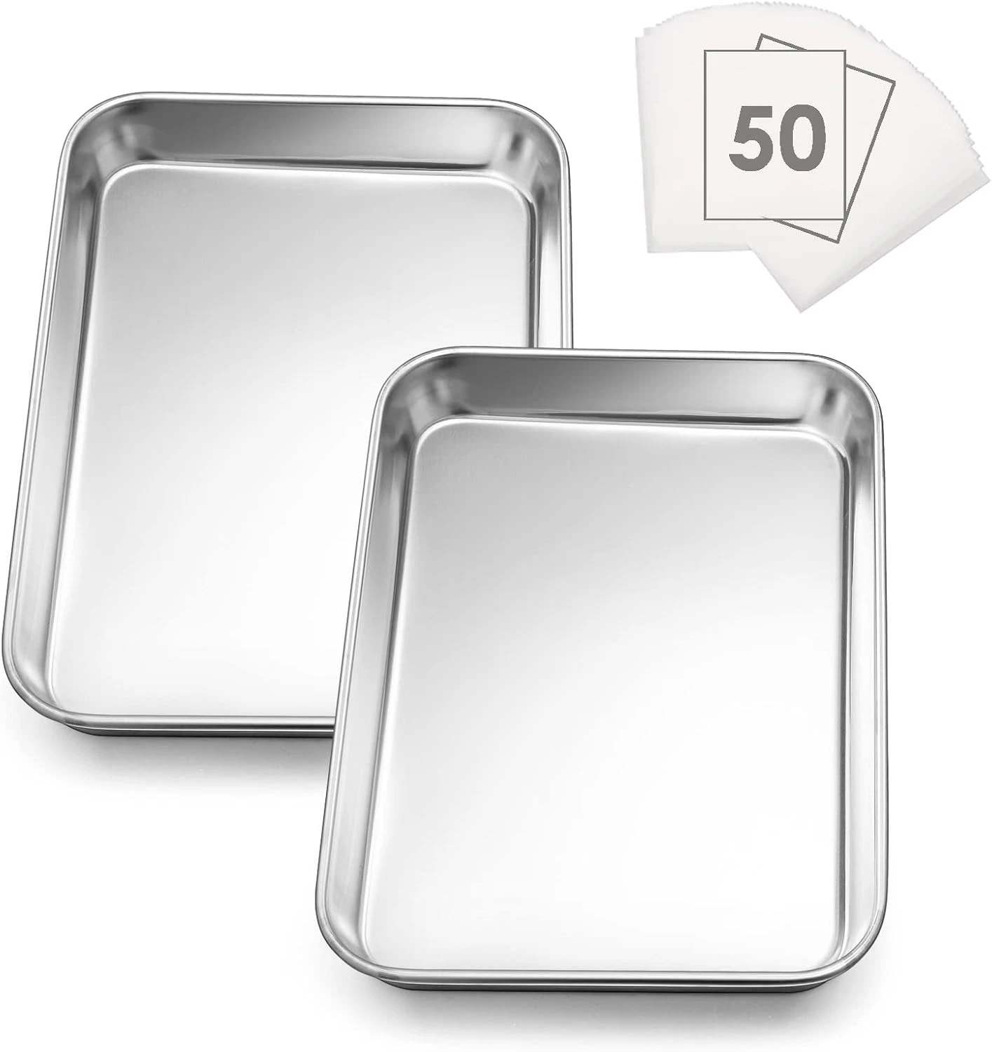 Small Baking Sheet Set of 2 9.4”x7.3” Toaster Oven Stainless Steel Cookies Sheet