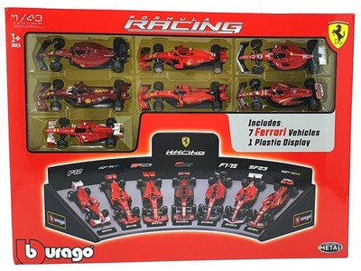 Burago Maßstab 1:43 18-36864 - Ferrari Racing 7 Autos und Aufsteller