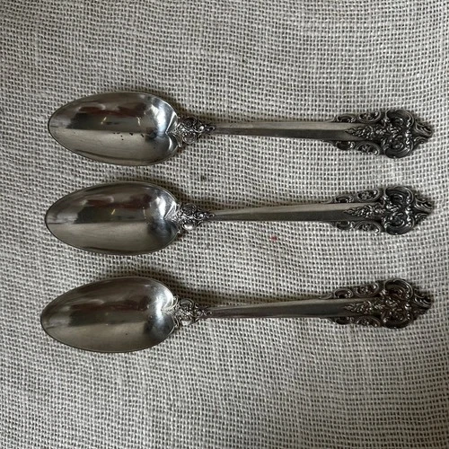 Wallace Grande Baroque Sterling Silver Serving Spoons,Set of 3, 8 3/4”, No Mono