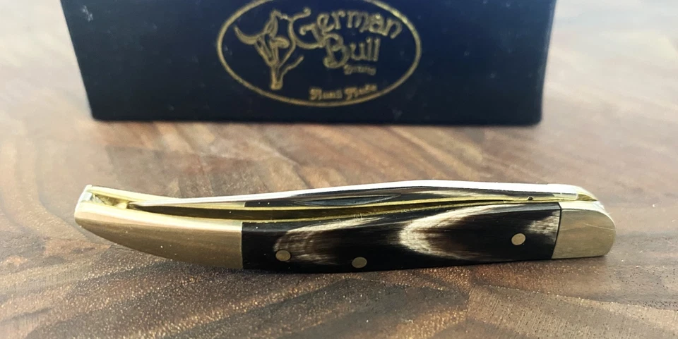 GERMAN BULL BRAND #GB-104 BH Stag Scales Stockman Pocket Knife with box - Image 2 of 4