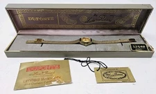Dufonte Lucien Piccard Watch Womens Gold Tone Dial TESTED WORKS w/ Box Vintage 