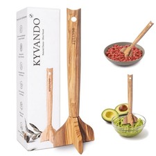 KYVANDO Traditional Olive Wood Ground Beef Chopper, Hamburger Smasher