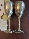 Pair Silver Plated Godinger Beautiful Wine Goblets w/Grape Stem Design 7.5" Tall — photo 1