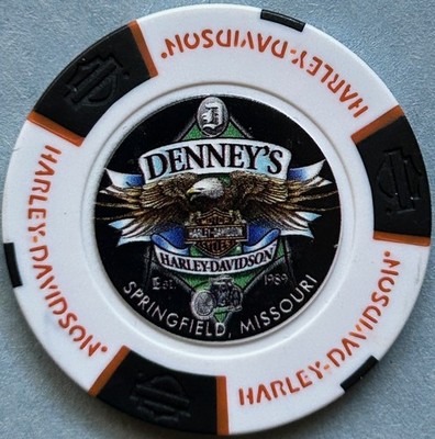 Harley Davidson Full Color Poker Chip Denny's HD in Springfield, Missouri CLOSED
