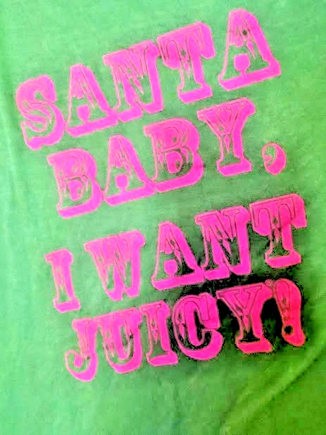 Juicy Couture Tee Y2K Green Graphic Long Sleeve SANTA BABY, I WANT JUICY M - Image 3 of 4