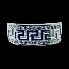 925 Sterling Silver CZ Icy Greek Key Ring Size 8 Handmade In Taxco Mexico