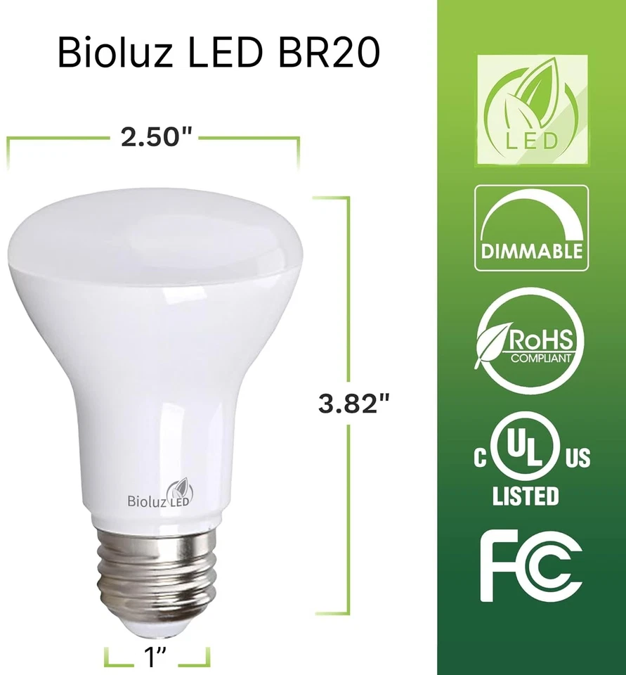 Light Bulb BR20 Light Bulbs 3000K Bright Soft White LED Bulbs 6W=50W Replacem... - Image 2 of 4