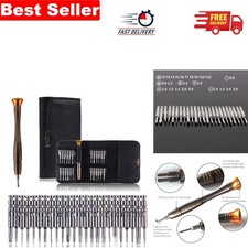 High-Quality 25-in-1 Screwdriver Set in Elegant Leather Case for Fine Repairs