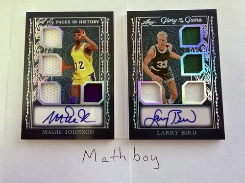 Magic Johnson Larry Bird Leaf Glory Of The Game Game- Used Patch Auto Book 03/15