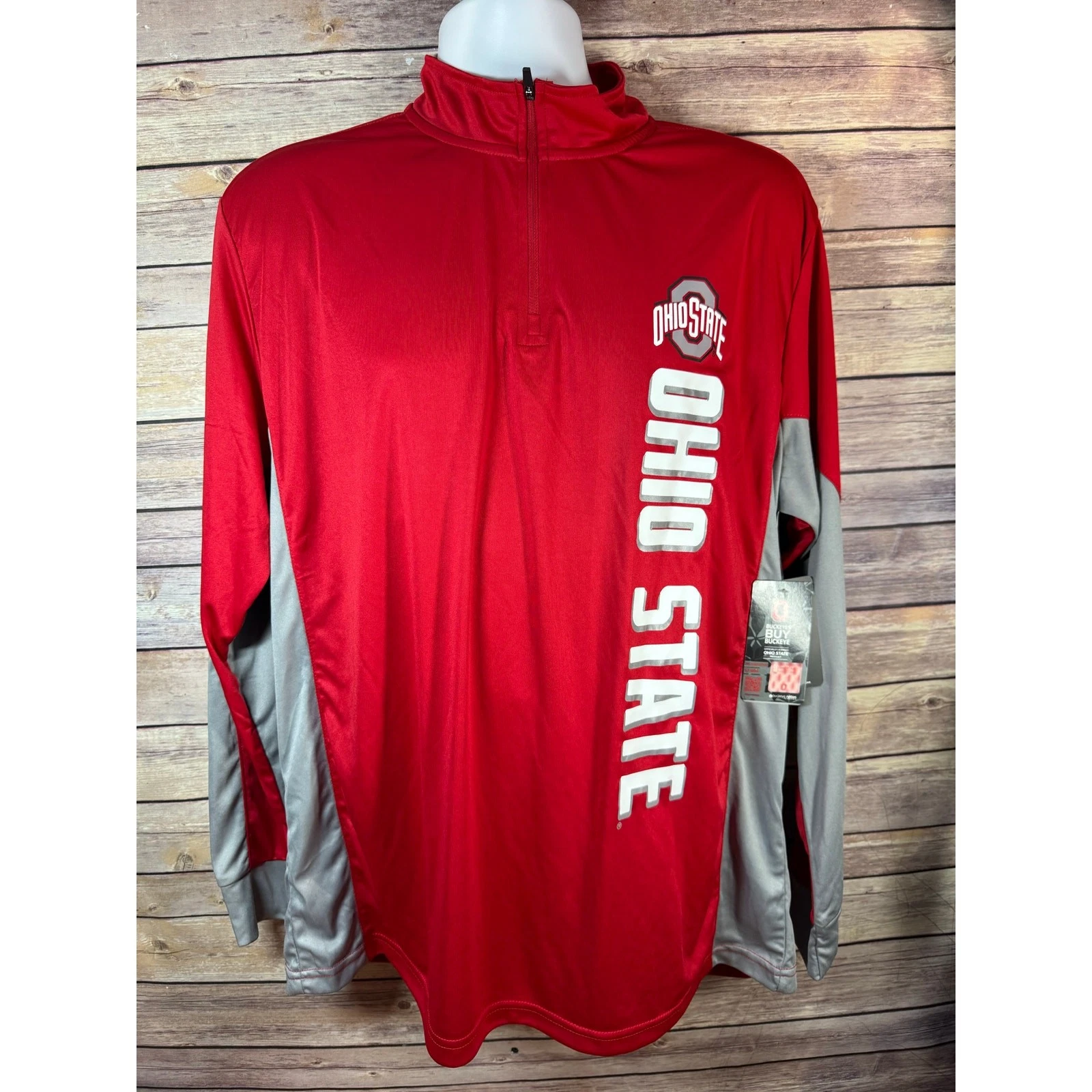 OHIO STATE BUCKEYES Colosseum 1/4 Zip — Red & Gray Men's XL