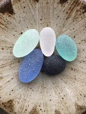 Beautiful color sea glass 5pcs, surf tumbled, weathered, beach glass, 10