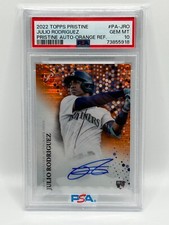 JULIO RODRIGUEZ 2022 TOPPS PRISTINE ORANGE REFRACTOR AUTO 9/25 PSA 10 #PA-JRO JC