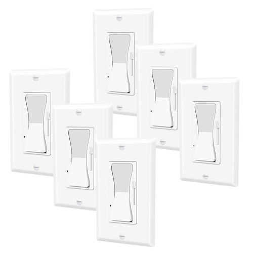 Dimmer Light Switch 3 Way for 300W Dimmable LED/CFL 600W Incandescent/Halogen ×6