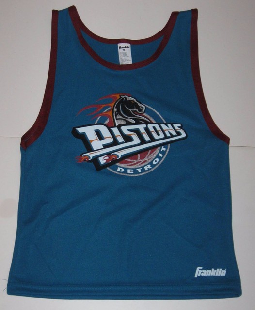 M Youth Franklin Detroit Pistons Teal Basketball Jersey VTG medium