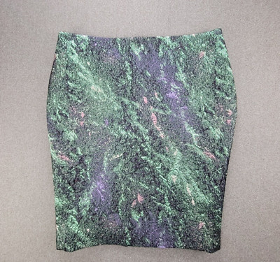 Barbara Bates XL Purple Green Metallic Textures Brocade Skirt *READ*