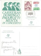 Roma 7.7.1990 Chiusura Mondiali Calcio, Tre Tenori, Autografe Luciano Pavarotti.