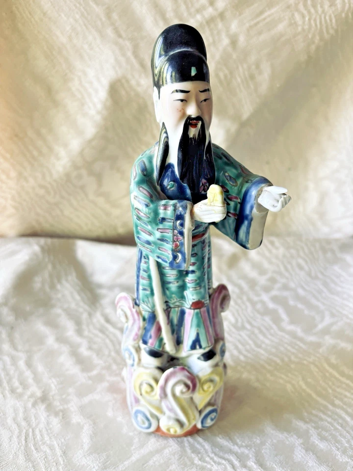 "Estatuilla China Familia Rosa Esmalte Porcelana 10"" Inmortal en las Nubes" Foto 4 de 4